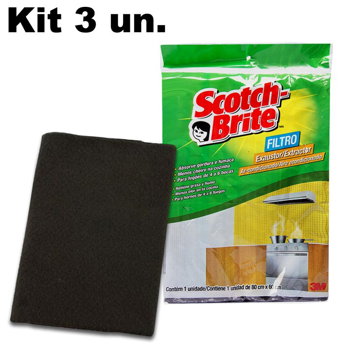 Kit 3 unidades - Filtro para Coifa, Depurador, ar-condicionado, exaustor, Suggar 3M Scotch-Brite