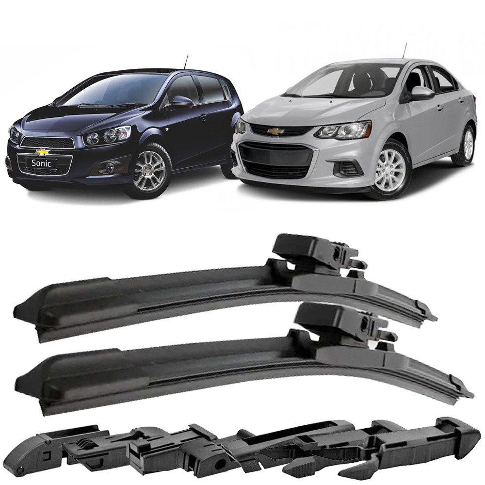 Kit Palhetas Limpador Para Brisa Chevrolet GM Sonic Hatch/Sedan 2012 em Diante Smart Grafitada Anti Risco