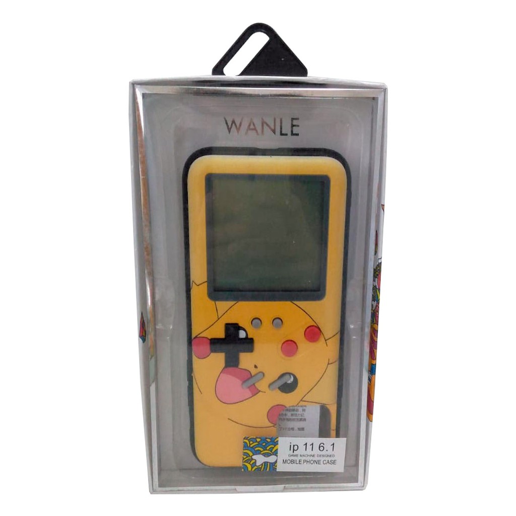 Capa iphone gameboy Amarelo Pikachu com bateria dupla imagem preto e branco nostálgico