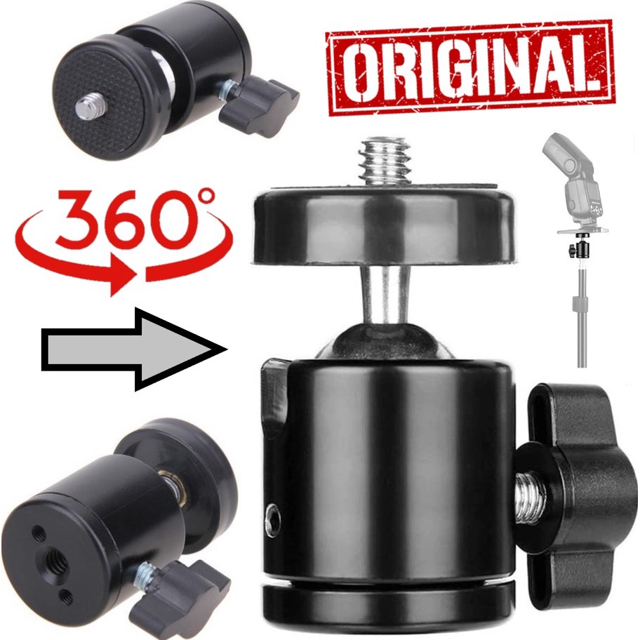 Adaptador Ballhead Tripe Ring Light Pedestal Rosca 1/4 Giro 360º Sapata Dslr Flash Hot Shoe Suporte Articulado Tripod