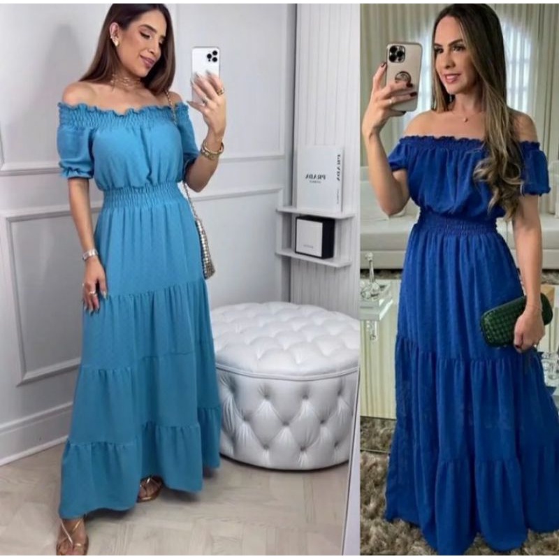 Vestido longo Ciganinha, vestido ciganinha no tecido duna com bolinha