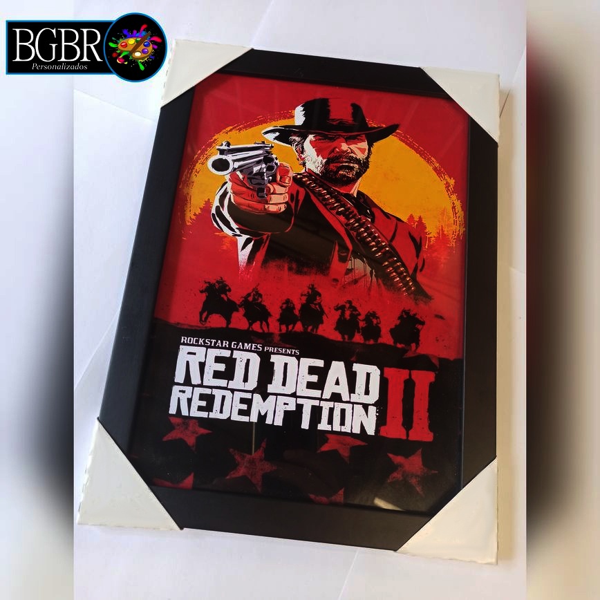 Quadro decorativo com moldura e vidro Red Dead Redemption 2 mapa