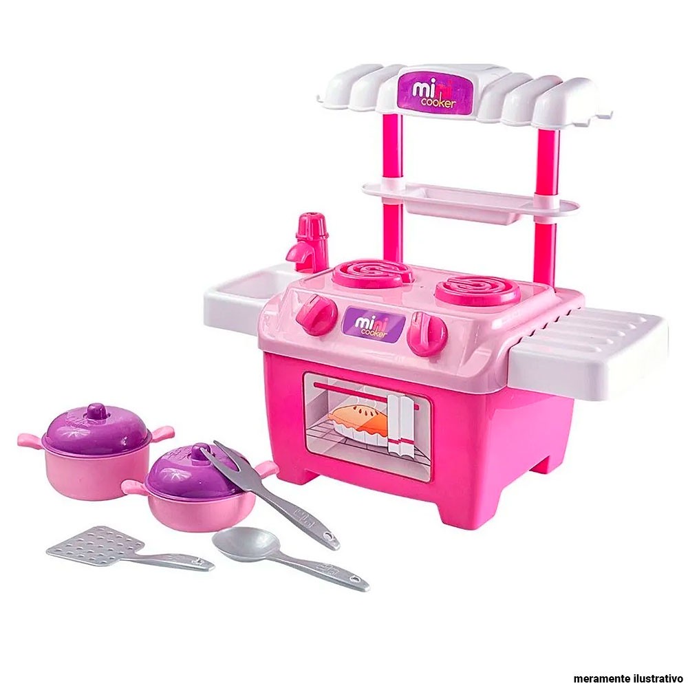 Cozinha Fogão Mini Cooker Com 14 Acessórios Solapa BS Toys em Oferta na Shopee