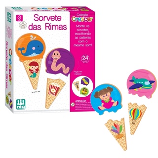 Jogo Sorvete Das Rimas Em Madeira Colecao Crescer Educativo Pedagogico - Nig Brinquedos