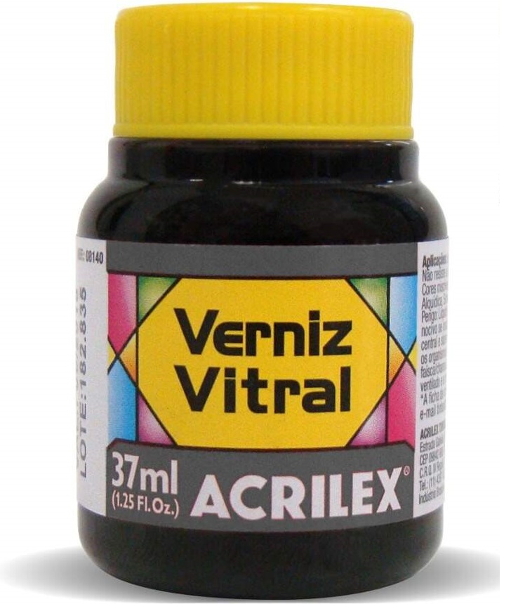 Verniz Vitral Cinza Lunar 574 37ml Acrilex - Acabamento Transparente e Brilhante para vidro, cerâmica, porcelana e faian