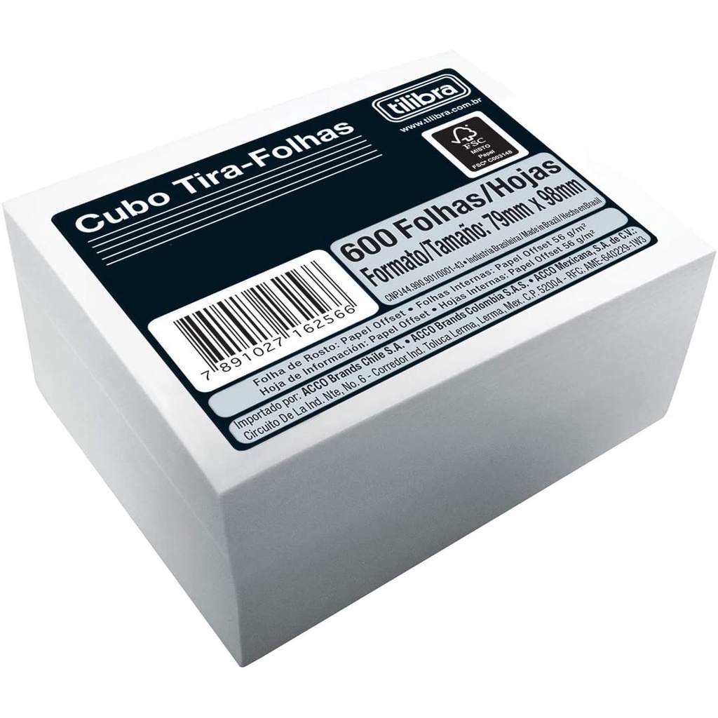 Bloco De Anotações De Recados Lembretes Rascunhos 56g 600 Folhas Branco Tira Folhas Tilibra