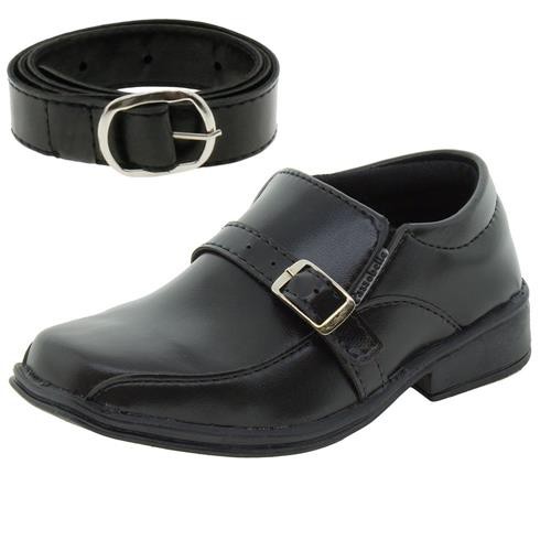 Sapato Social Infantil Bebê com Cinto Festa Casamento em Courino