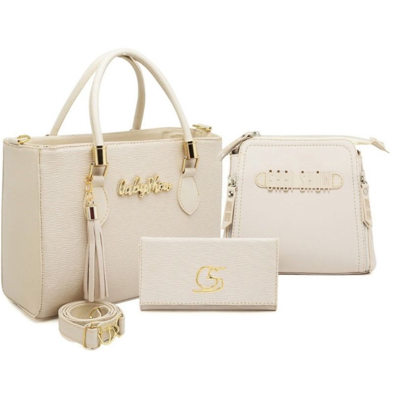 Kit Bolsas Gaby Show Bolsas Femininas, Bolsa Média Anjik + Bolsa Pequena 3 Zíper + Carteira Feminina