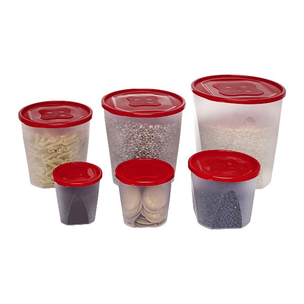 Conjunto De Potes P/ Mantimento Redondo C/ 6pcs plástico cozinha