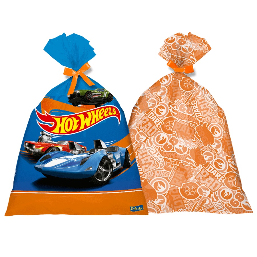 Sacola Plástica Festa Hot Wheels - 8 Unidades - Festcolor - Rizzo - Stationery