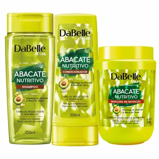 Dabelle Kit Abacate Nutritivo Shampoo 250ml + Condicionador 200ml E Máscara De Hidratação 800g