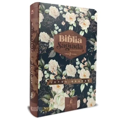 Bíblia com Espaço para Anotações | NVI | Letra Grande | Leitura Perfeita | Couro Soft | Rosas