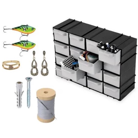 Organizador Modular 16 Gavetas 7001 – Organização Fácil para Ferramentas, Bijuterias e Materiais em Oferta na Shopee