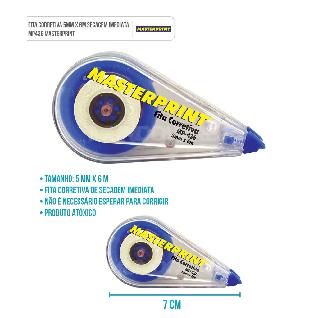 Fita Corretiva 5mm x 6m Secagem Imediata Masterprint