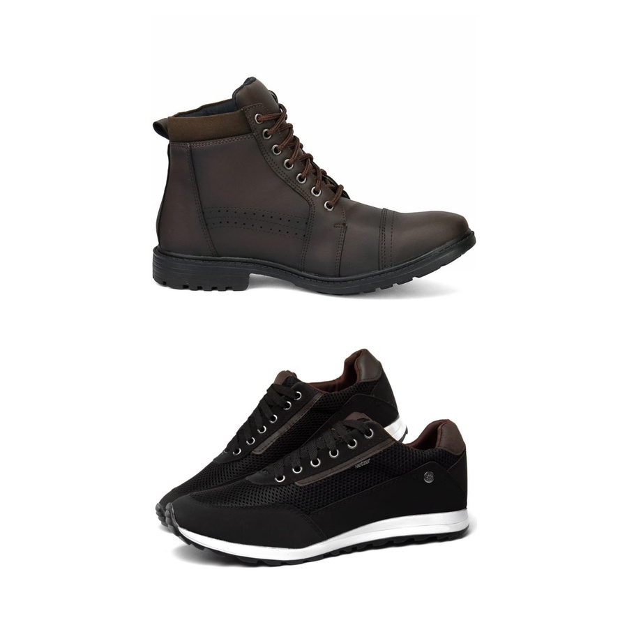 Bota Coturno Masculino Cano Curto Casual Confortável Kit Tênis Sapatênis Esporte Fino Promoção