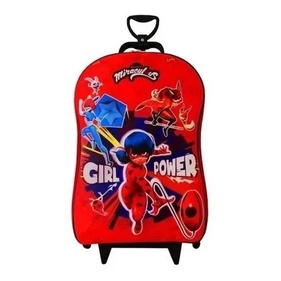 Mochila Malinha Escolar Lady Bug 3d Impermeável 3rodinhas G