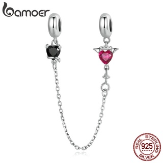 Bamoer Cordão De Prata 925 Anjo E Demon-Silicene Corrente De Segurança Para Mulheres/Pulseira Colar