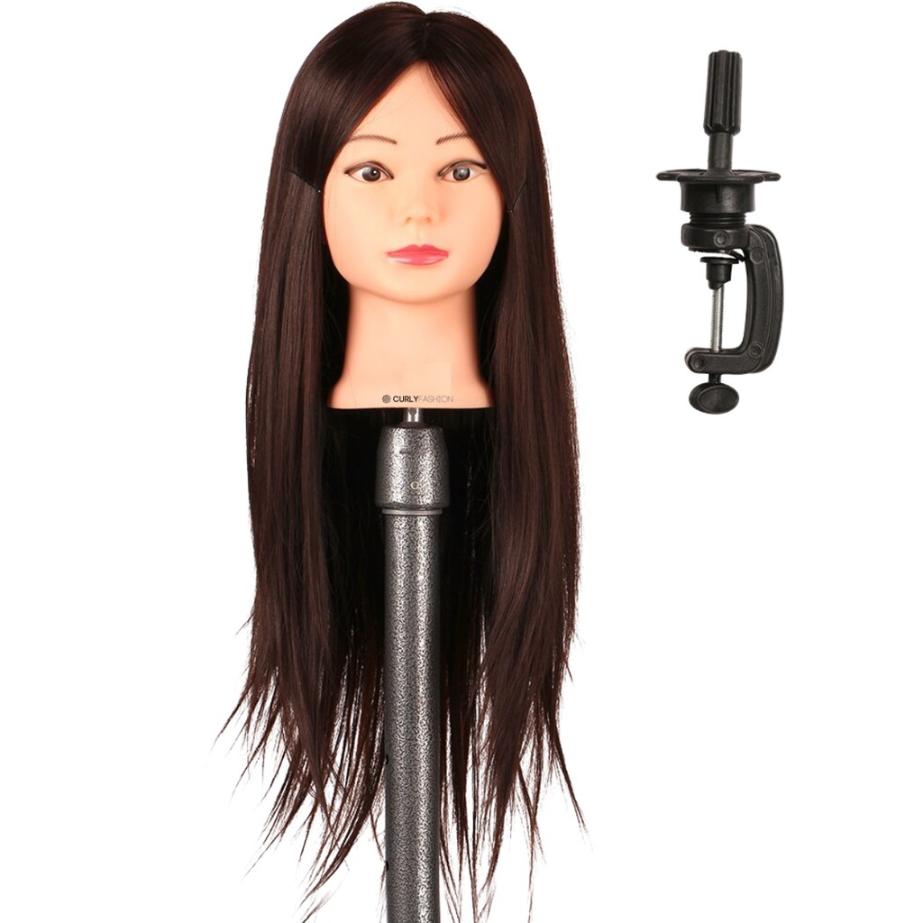 Cabeça De Boneca Para Treino De Cabeleireiro 100% Sintética + Suporte