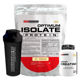 Kit Optimum Isolate Whey Protein 2kg, Power Creatina 100g, Coqueteleira - Bodybuilders