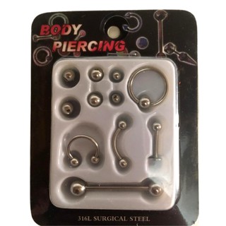 Kit Combo 5 Piercing + Bolinhas Extras Aço Cirurgico