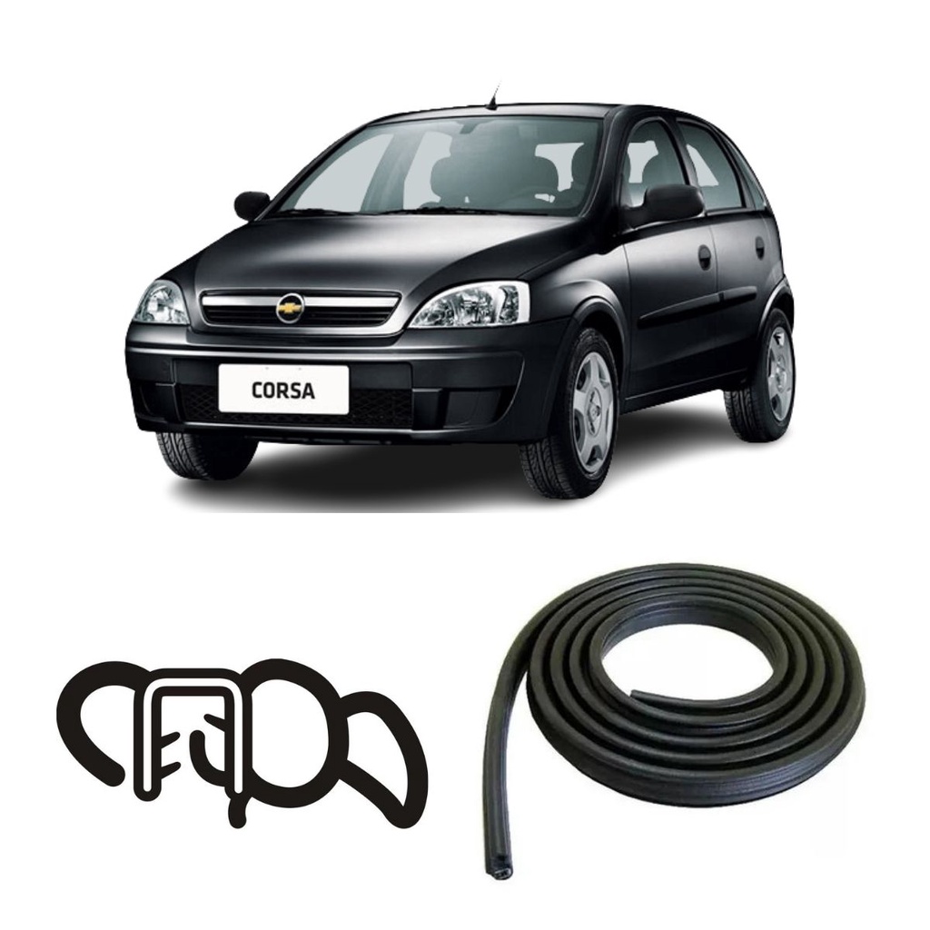 BORRACHA DE PORTA TRASEIRA PRETA ESTRIADA GM CORSA HATCH em Oferta na Shopee