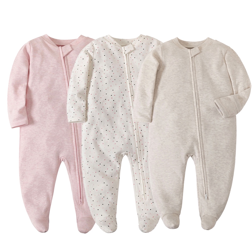 Pijama Recém-Nascido Calças De Manga Comprida Com Zíper De Duas Vias Pernas De Capa Calçad...