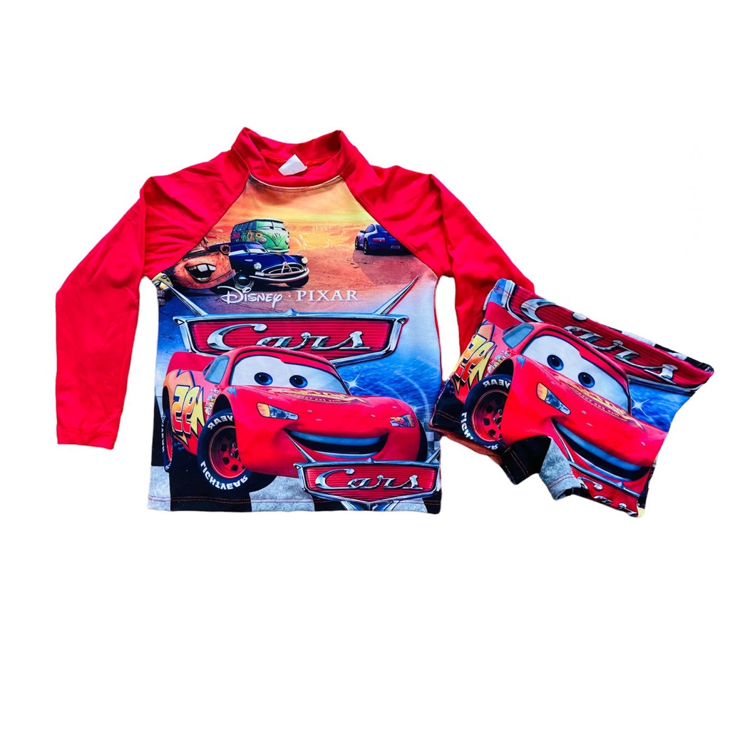 Roupa De Banho Conjunto Praia Menino Carros Proteção Solar Uv50 em Oferta na Shopee