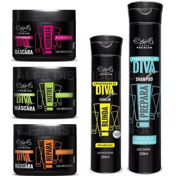 Cronograma Capilar 5 Produtos Premium Diva BelKit Hidratacao Nutricao Reparacao