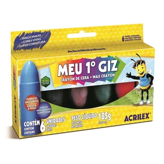 Giz de Cera - Meu Primeiro Giz 6 ou 12 Cores - Escolha o Tamanho - Acrilex