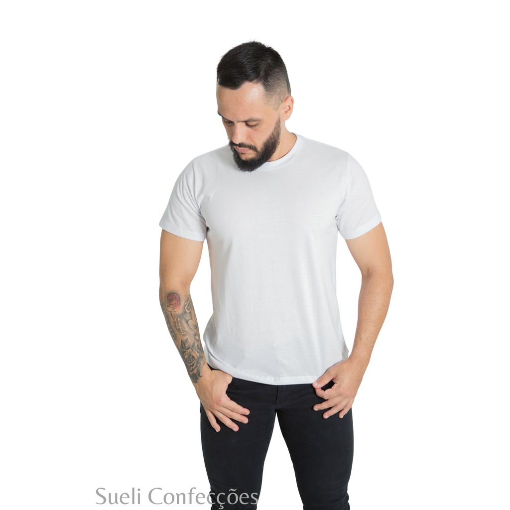 Kit 5 Camisetas Brancas Básicas Lisas Malha 100% Algodão Premium Atacado