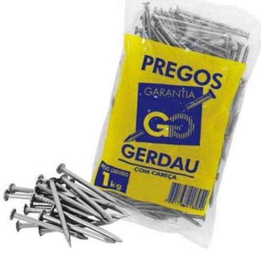 Prego 19x42 Gerdau Polido C/ Cabeça P/ Construção 1KG Original