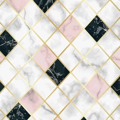 Papel De Parede Azulejo Mármore Branco Rose E Preto 2,50 mts