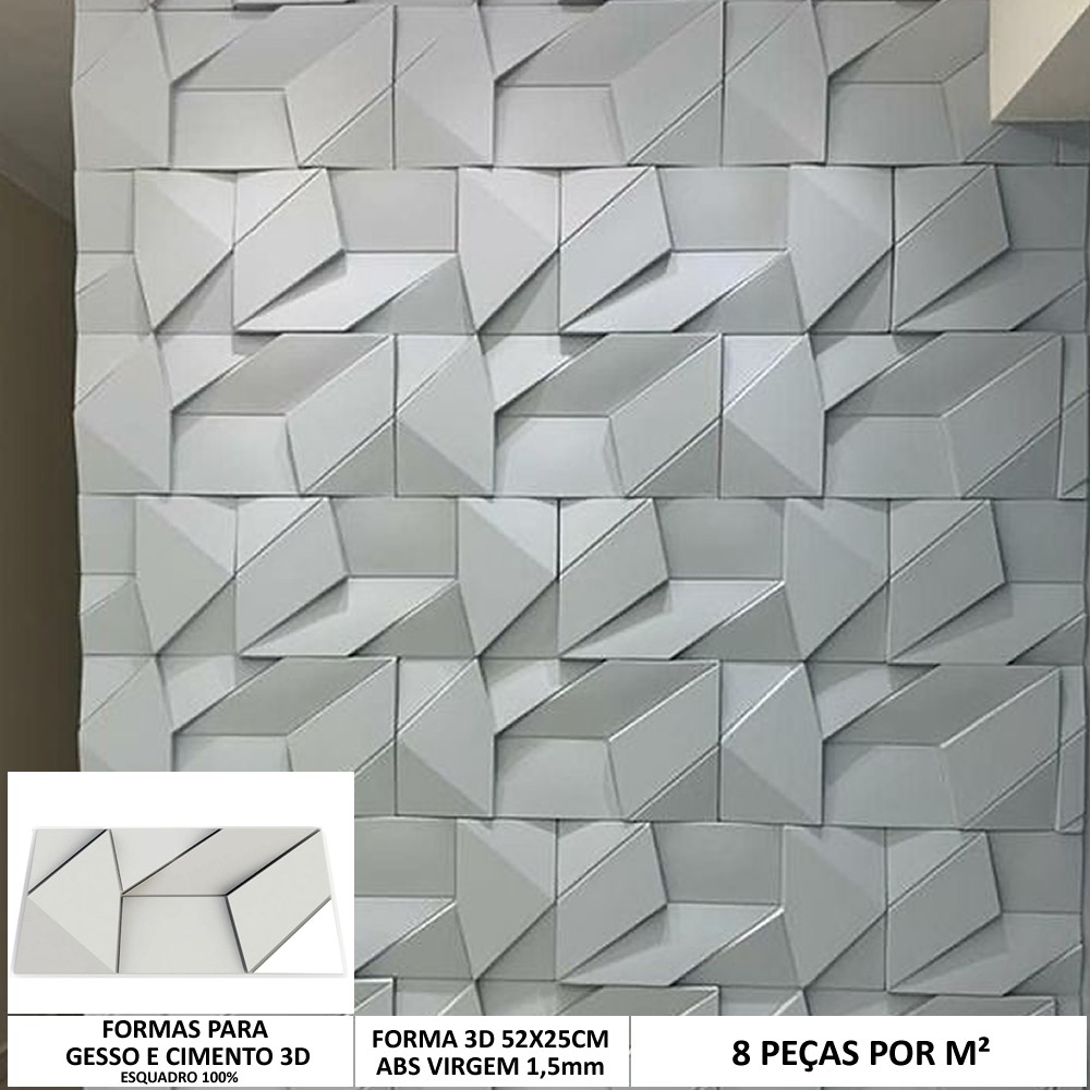Forma Gesso 3d 52x25cm Abs Molde Para Gesso ou cimento 3d