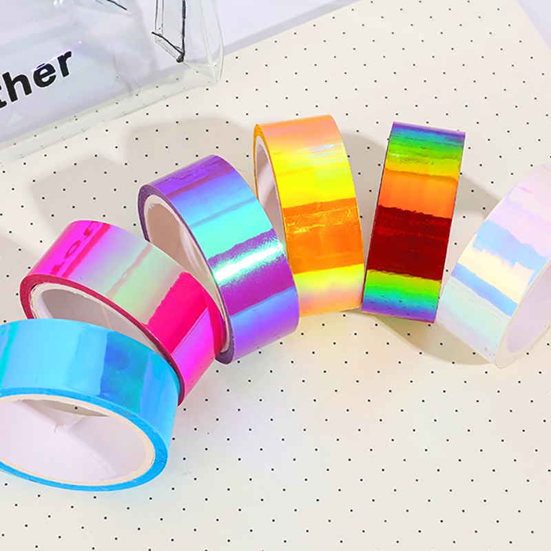 1 Pcs Fresco Cor Da Mão Conta À Prova D'água Fita Decorativa Gradiente De Laser Criativo Estudante Material Colagem em Oferta na Shopee