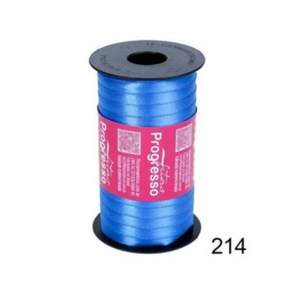 Fita de Cetim Progresso 7mm nº1 - 100m 214 Azul Royal - 1un