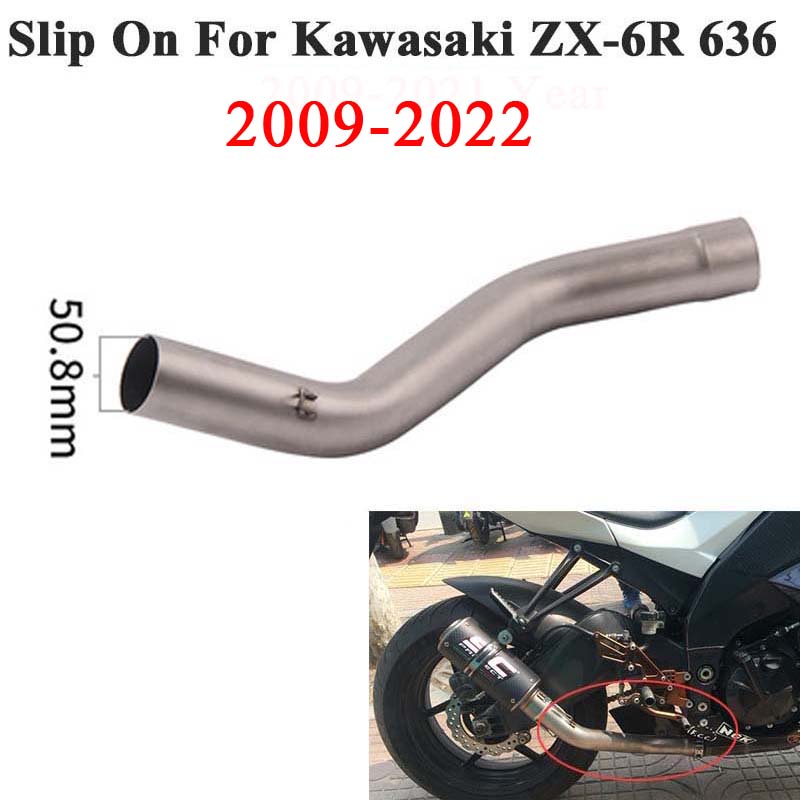 Midpipe De Escape De Motocicleta Deslizante Para ZX-6R 636 2009-2022 Conector De Tubo De Ligação Intermediária