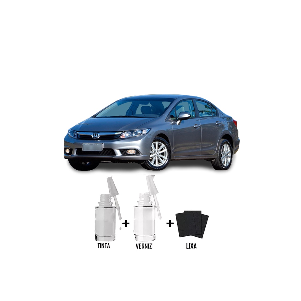 Tinta Tira Risco Automotivo Cinza Paladium - NH737M Honda + Verniz 15ml em Oferta na Shopee