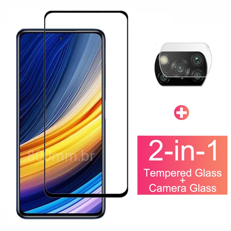 Película de Vidro 9D 2 Em 1 Para Xiaomi POCO X3 Pro POCO X4 Pro 5G M3 M4 Pro 5G F3 F4 X3 GT NFC