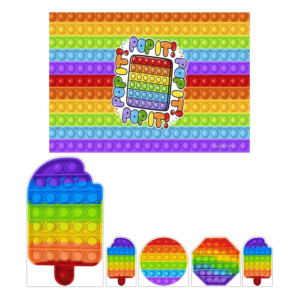 Mini Kit Display + Painel Festa Infantil Pop It DK
