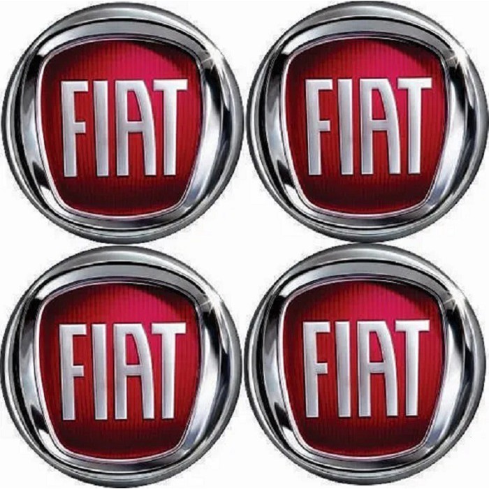Jogo com 4 Peças Emblemas Botons Adesivos Resinados Fiat Vermelho Carro Calotas e Rodas 48mm