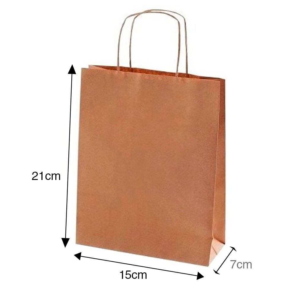 Sacola de Papel Kraft 15cm largura x07cm sanfona x21cm altura  (100unid Promoção )
