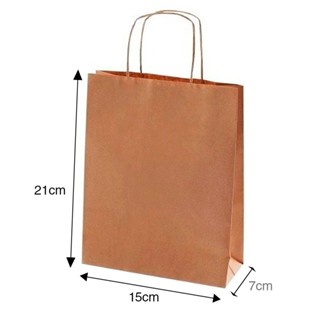 Sacola de Papel Kraft 15cm largura x07cm sanfona x21cm altura  (100unid Promoção ) em Oferta na Shopee