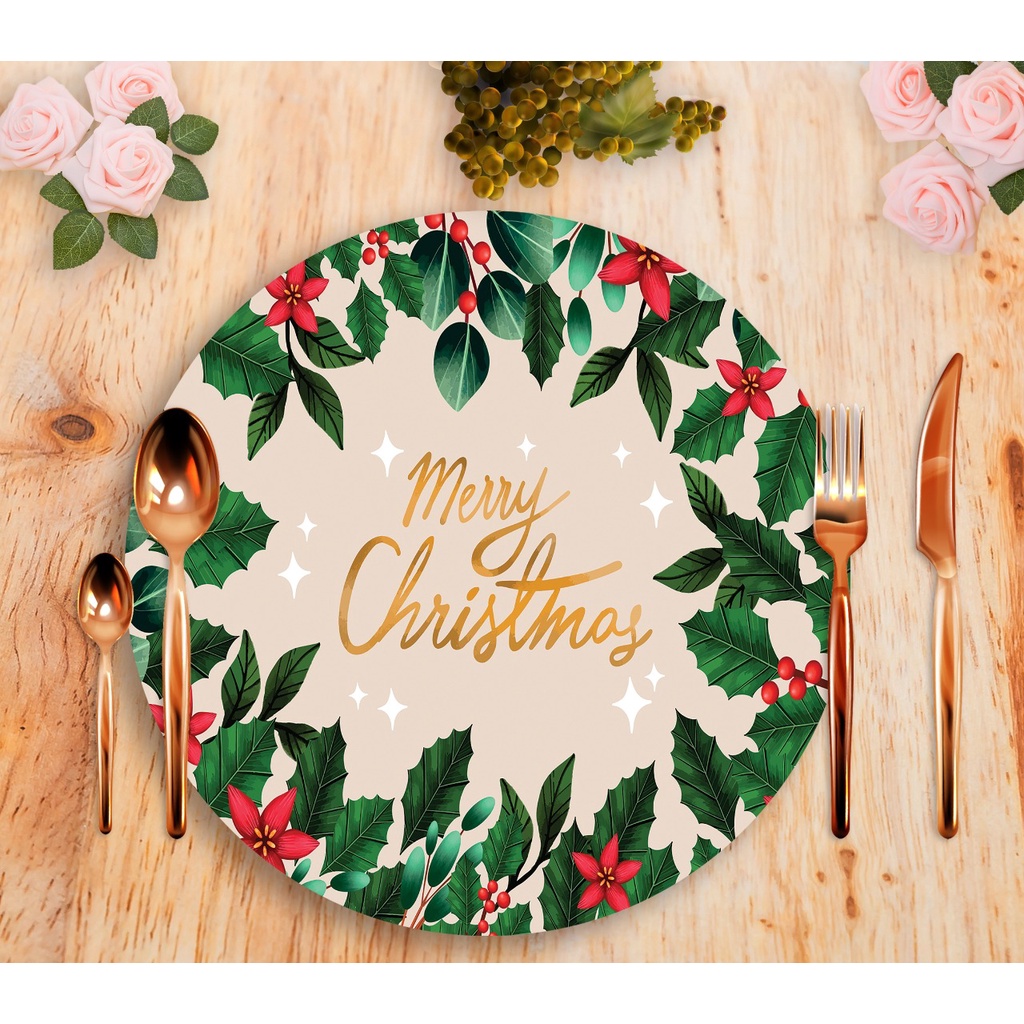 Jogo Capas Para Sousplat Em Tecido -  Merry Christmas 6 peças