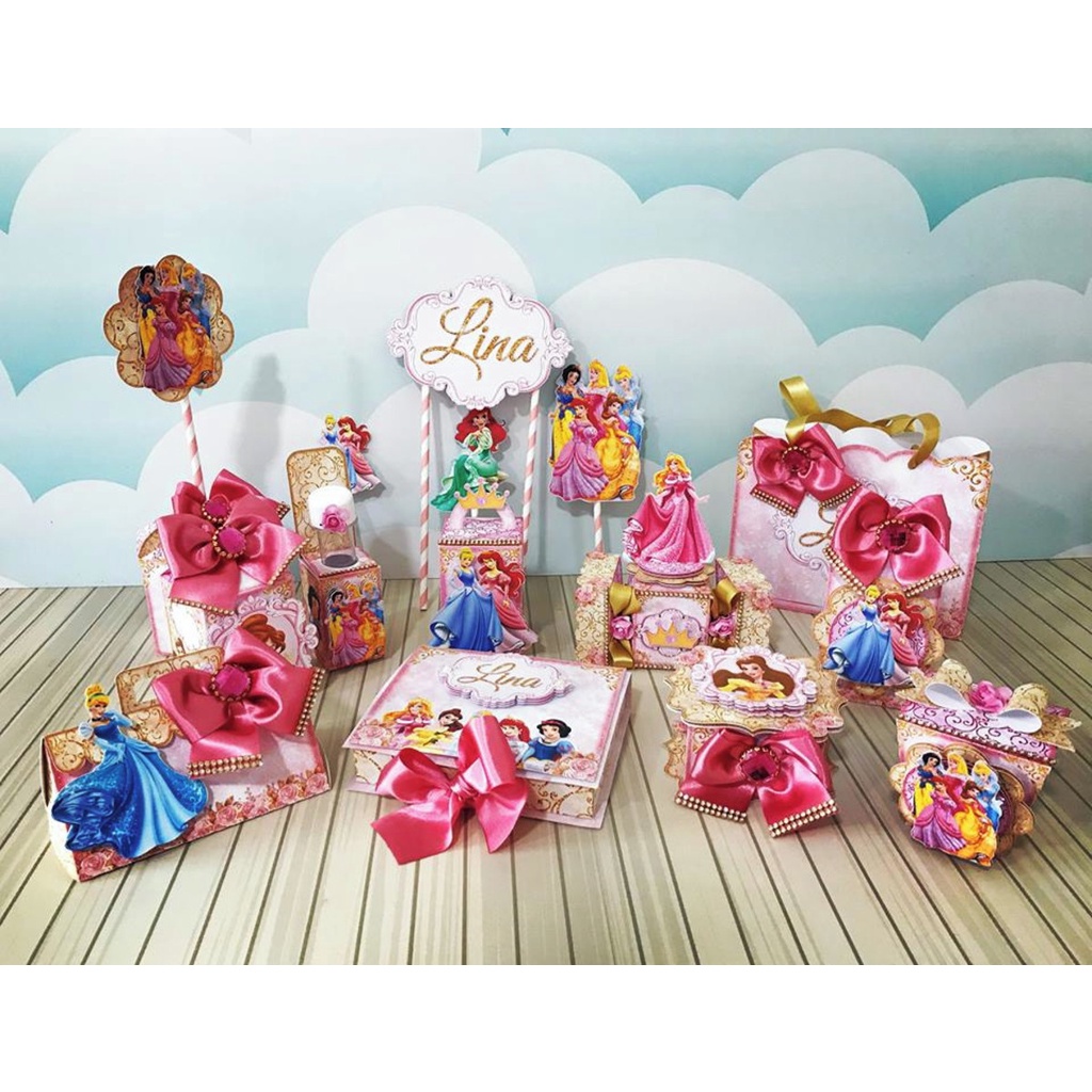 Kit Festa PRINCESAS DISNEY Personalizado | Lembrancinhas | Decoração Aniversário | Caixa Milk Pirâmide