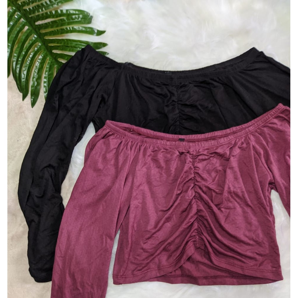 Blusa Cropped Mangalonga Sino Franzido Preto Roxo Lilás Moda Gringa Tendencia M