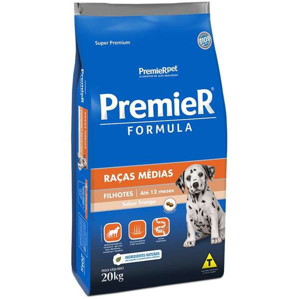 Ração Premier Formula Raças Médias Para Cães Filhotes 20kg - Pets