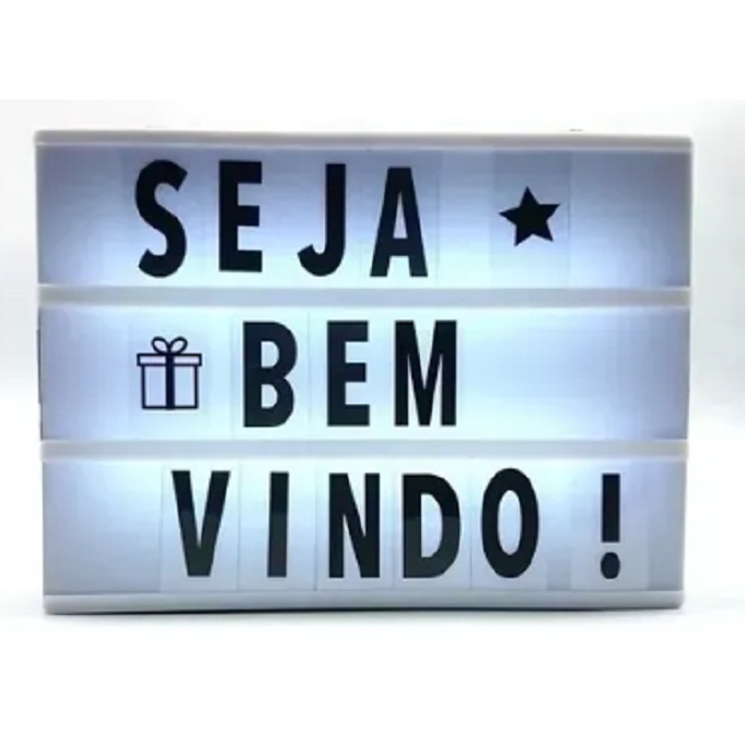 Luminária Cinema Light Box A5 Led com 96 Letras Números Ícones (Mundo de ye)