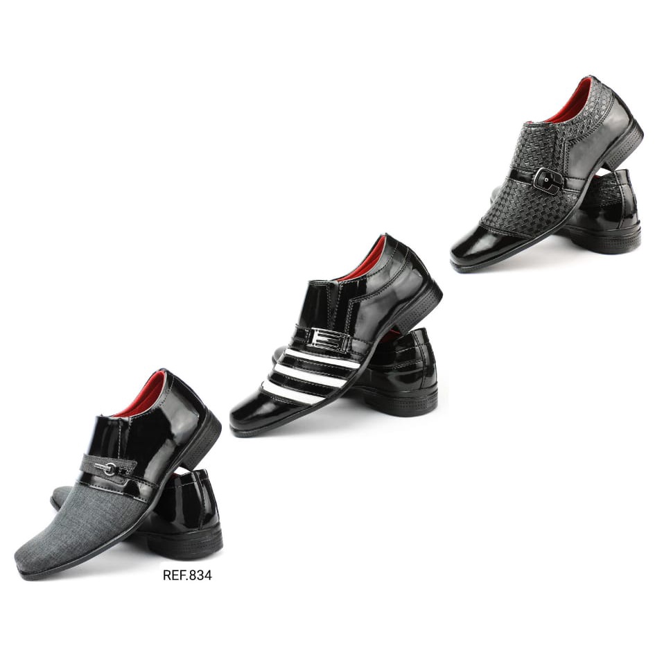 Kit 3 Pares Sapatos Sociais Masculinos Confortáveis e Estilosos