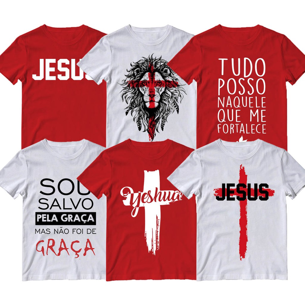 Kit 6 Camiseta Masculina Camisa Jesus Leão Moda Evangélica