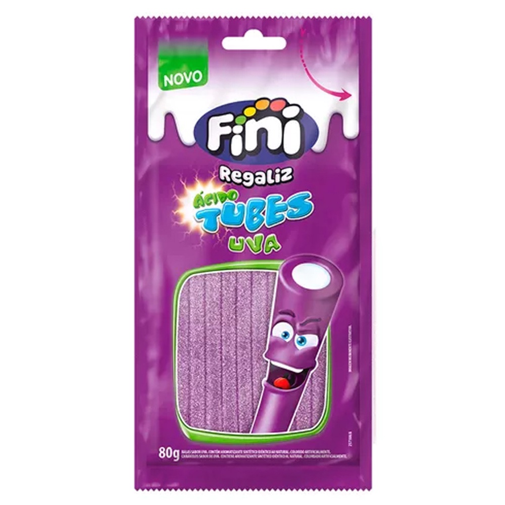 Bala de Gelatina Tubes Uva Cítrico 80g - Fini
